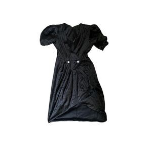 Crushed Velvet Vintage Dress - Black Cruella Halloween Cosplay Disney Silber